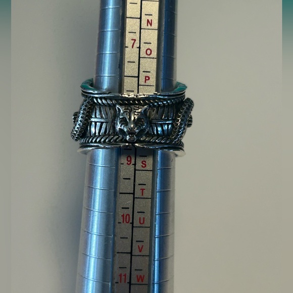 GUCCI Malachite Stone Gucci Garden Snake Tiger Heavy 925 Silver Ring 8.75US RARE - Picture 9 of 12